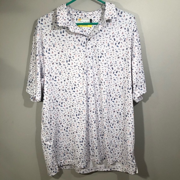 Nicklaus Golf Polo Shirt Men's Size L Eco Choice Short Sleeve Beach Theme - Picture 1 of 6